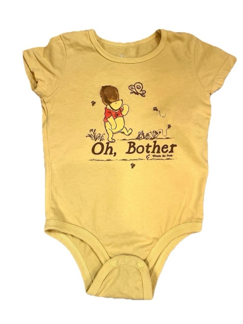 Disney Winnie the Pooh "Oh, Bother" Yellow Cotton Bodysuit 18-24M Snap